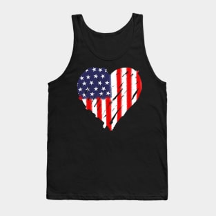 American Flag Heart Abstract 4th Of July Gift Tank Top